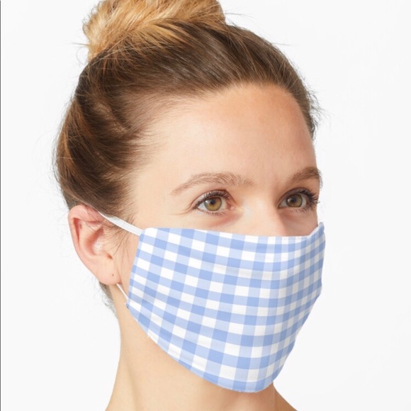 Blue Plaid Gingham Face Mask - Picture 3 of 3